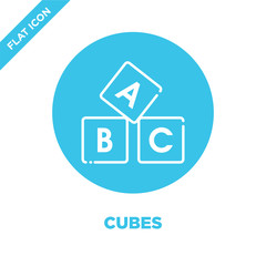 Wall Mural - cubes icon vector. Thin line cubes outline icon vector illustration.cubes symbol for use on web and mobile apps, logo, print media.