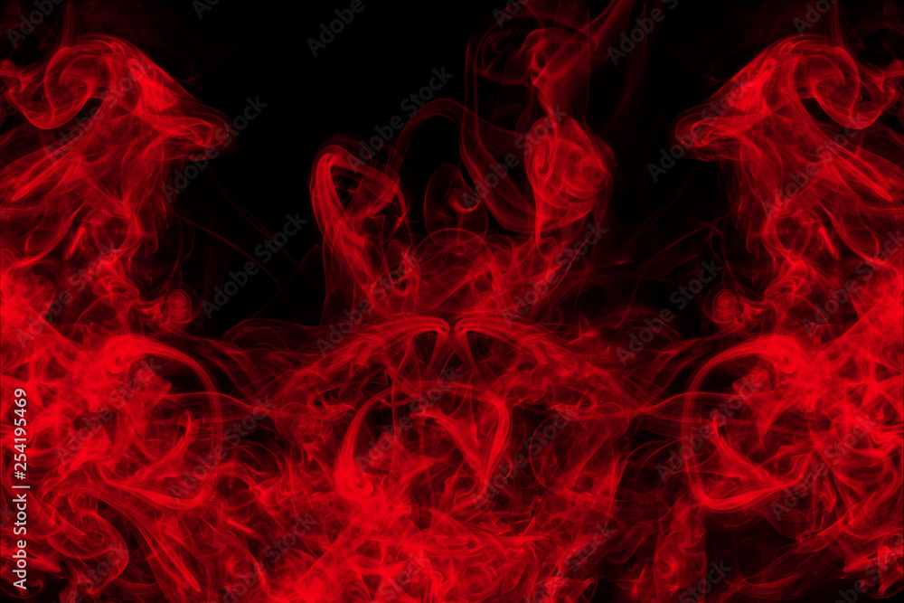 Red smoke abstract on black background, fire design and darkness ...