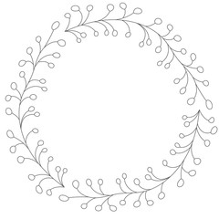 Wall Mural - Doodle illustration. Hand drawn frame. Vintage set of doodle wreath. Great design for any purposes. Isolated vector. Hand drawn doodle. Vector floral design card. Sketch vector illustration.