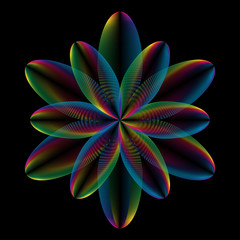 Aufkleber - Background with abstract rainbow flower. Abstract template on colorful flower backdrop. Decorative line backdrop. Design template. Vector isolated outline drawing. Contoyr flower. Modern vector.