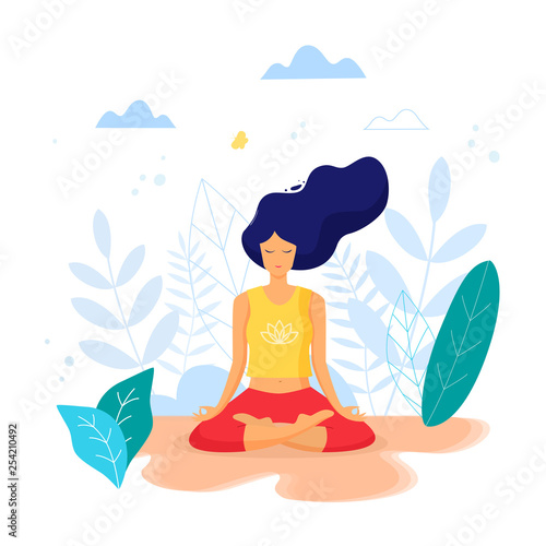 Fotomural Woman sitting in lotus position practicing meditation