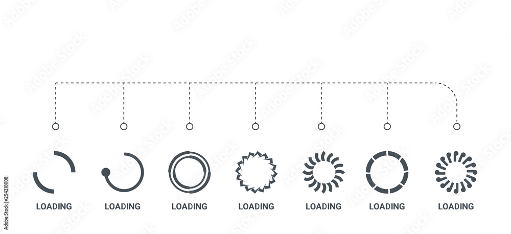 Loading Simple Drawing simple set of 7 icons such as loading, loading, loading, from concept ...