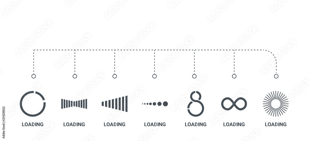 simple set of 7 icons such as loading, loading, loading, from concept ...