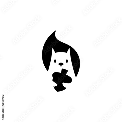 Cuadros en Lienzo squirrel logo vector icon is holding nuts illustration in negative space style