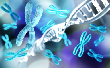 Poster - chromosome, DNA, RNA, 3D rendering	