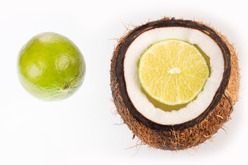 Wall Mural - Fresh coconut and lemon fruits - Cocos nucifera