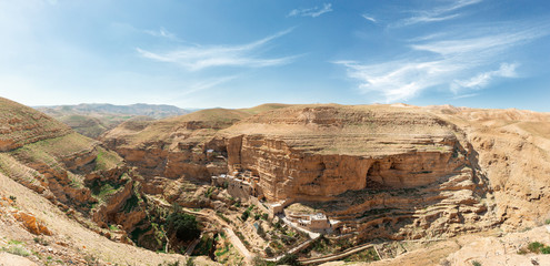 Panorama of Wadi Qelt in the Judean Desert