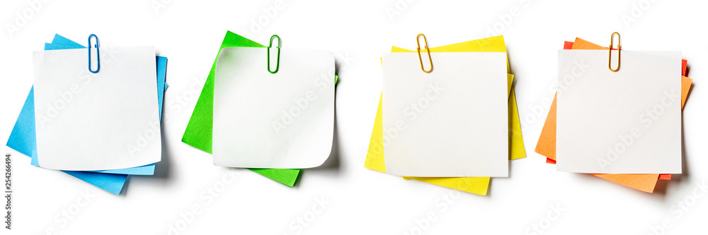 Notepads with paperclip set. - obrazy, fototapety, plakaty 