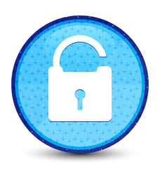 Unlock icon galaxy cyan blue round button