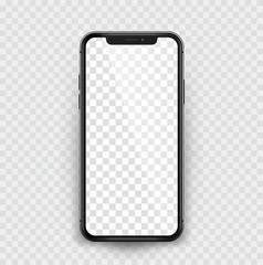 Wall Mural - black realistic smartphone on transparent background - stock vector
