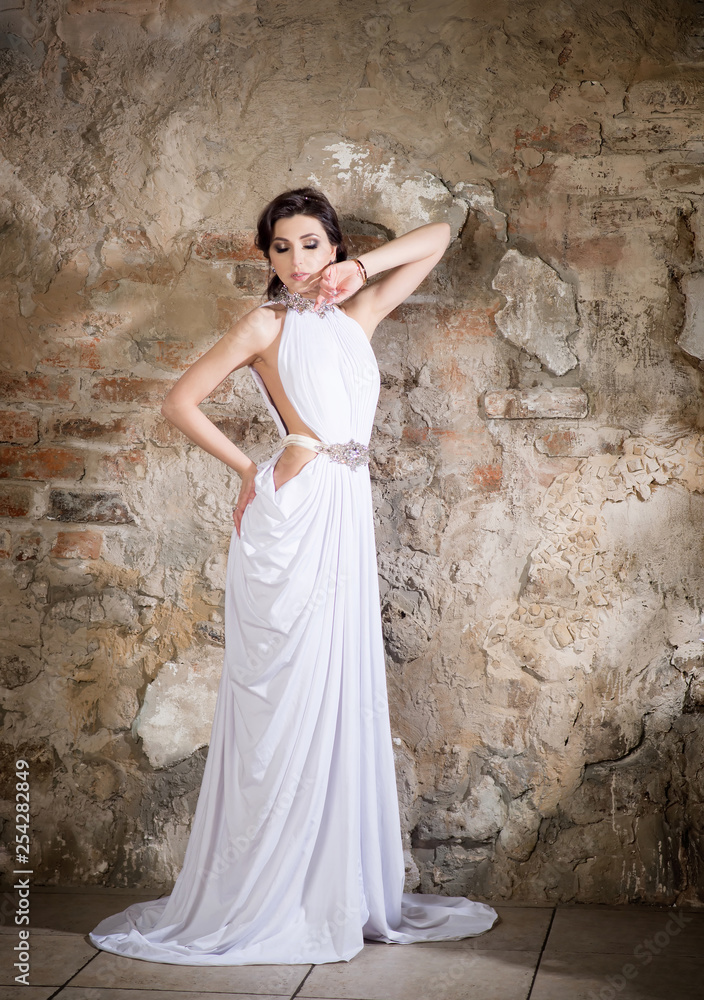 long dress greek style Asymmetrical long party dress