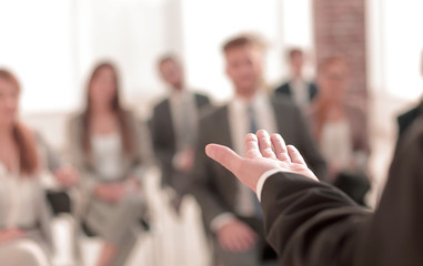 close up.businessman at a meeting with the business team