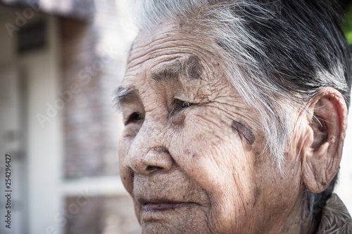 Asian Old Or Elderly Woman 90 S Grandmother Sitting Alone With