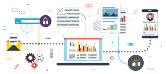 Wall Mural - project management and application analysis. performance analysis, smartphone with data, application