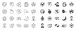 © blankstock - Check mark, Sharing economy and Mindfulness stress, Breath people line icons. Privacy Policy, Social Responsibility, Breath icons. Bad weather, Tick check mark, sharing refer, stress. Quality sign set