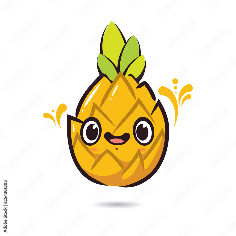 cute cartoon characters pineapple Stock Vector | Adobe Stock