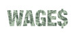 Wages Text Concept, Hundred Dollar Bills