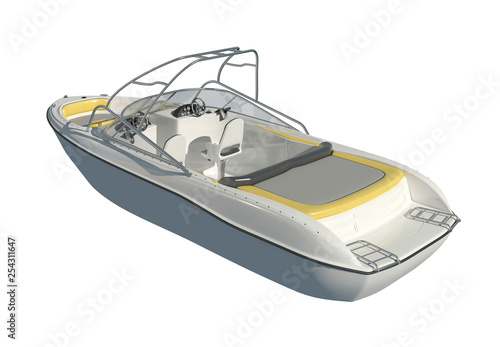 Powerboat Isolated on white background 3d illustration
