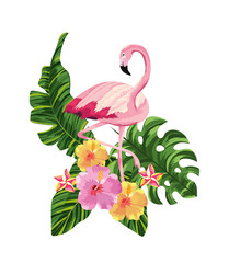 Sticker - flemish with tropical flowers plants and leaves