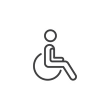 Wheelchair Handicap Line Icon. Linear Style Sign For Mobile Concept And Web Design. Disability Outline Vector Icon. Symbol, Logo Illustration. Pixel Perfect Vector Graphics