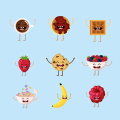 Sticker - set delicious breakfast protein with arms and legs