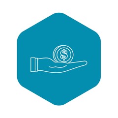 Wall Mural - Dollar in hand icon. Outline illustration of dollar in hand vector icon for web design