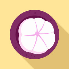 Sticker - Top view mangosteen icon. Flat illustration of top view mangosteen vector icon for web design