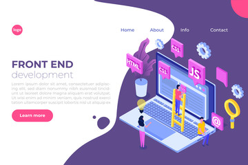 Wall Mural - Web design and Front end development isometric concept. Vector illustration.