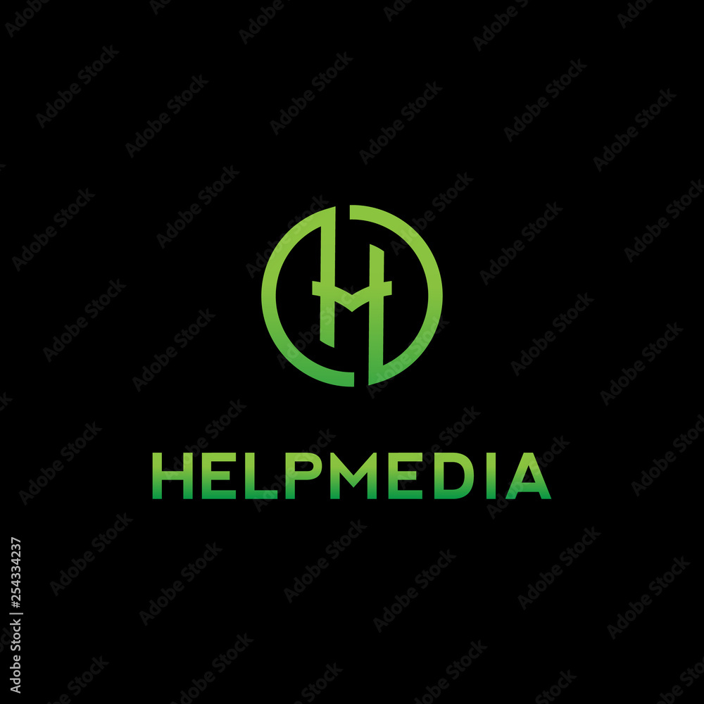 initial letter hm logo design with circle vector illustration Stock ...