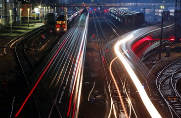 traffic in the city at night