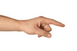 © Pixel-Shot - Male hand pointing at something on white background