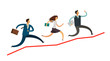 Business people run up the arrow. Career, success concept. Infographics vector illustration