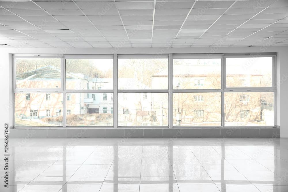 Empty room with big window