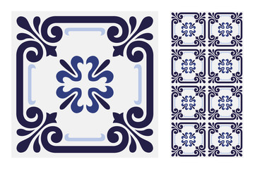 Wall Mural - tiles Portuguese patterns antique seamless design in Vector illustration