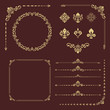 © Fine Art Studio - Vintage set of vector horizontal, square and round elements. Different elements for backgrounds, frames and monograms. Classic patterns. Set of vintage golden patterns
