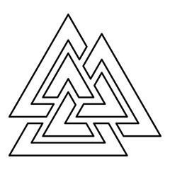 Wall Mural - Valknut symbol icon black color outline vector illustration flat style image