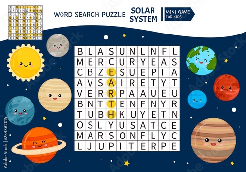 Educational Game For Kids Word Search Puzzle With Solar