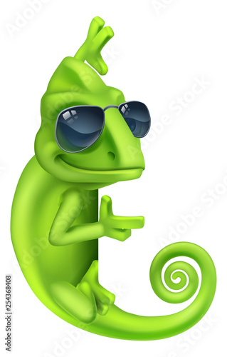 A chameleon cool green liza...