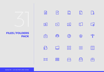 Leinwandbilder - Vector Line Icons Multimedia Files Pack