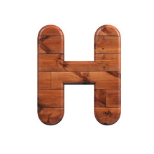 Wood Letter H - Upper-case 3d Wooden Plank Font - Suitable For Nature, Ecology Or Decoration Related Subjects