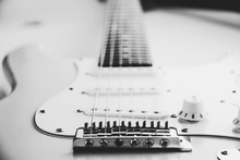Details And Connection Of Guitar Bridge And Strings.
