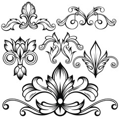 Wall Mural - set of vector calligraphic decorative elements for design