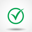 © OLGA - Green check mark icon in a circle. Tick symbol in green color, vector illustration.
