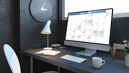 Wall Mural - calendar planner navy desktop mockup