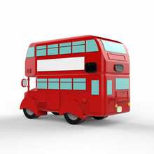 London Doubledecker Red Bus On White Background. 3d Illustration.