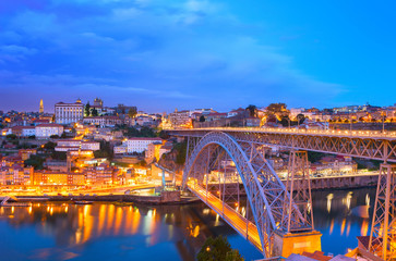 Fototapete - Dom Luis Bridge, Porto skyline