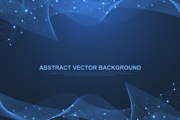 Fototapete - Networking connection concept abstract technology. Global network connections with points and lines. Big data visualization. Futuristic infographic. Vector illustration
