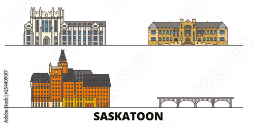 Fotomural Canada, Saskatoon flat landmarks vector illustration