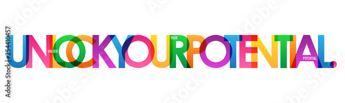 Fotomural UNLOCK YOUR POTENTIAL. colorful typography banner