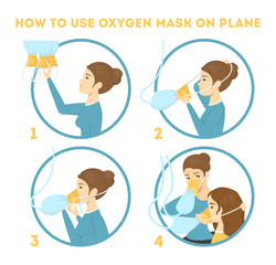 how to use oxygen mask on the plane in emergency case